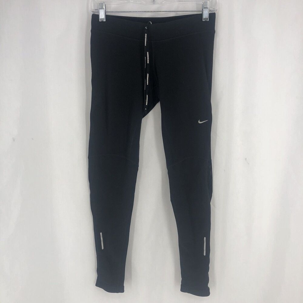 Nike Running Leggings Pants Black Polyester Size Small Adult Womens